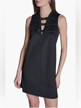 BCBG NWT Bow Mini Dress 2 Sleeveless Shift Wedding Guest Formal Cocktail Party